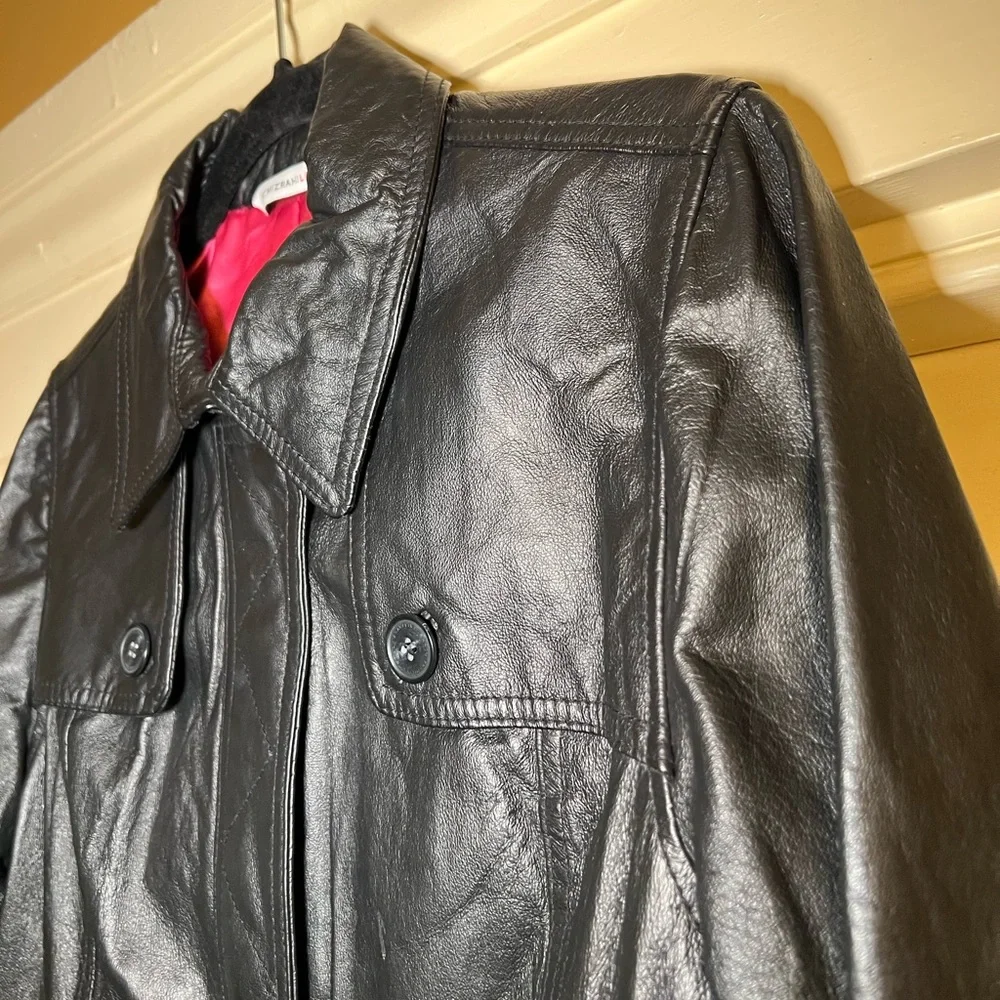 Isaac Mizrahi Live! Black Leather Coat Jacket, size medium Retro Indie Grunge - Picture 11 of 13